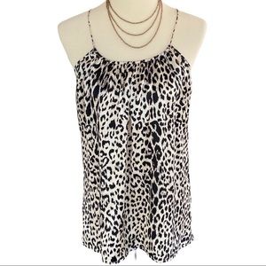 Scoop NYC 100% Silk Leopard Print Scoop Neck Spaghetti Strap Tank Top Size Small